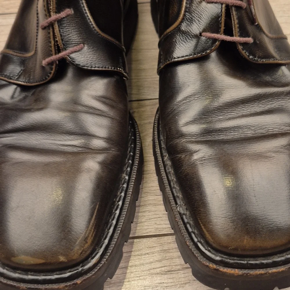 BALLY Italy Campos Dark Brown‎ Leather Designer Mens Sz 9 E Combat Lace Up Boots